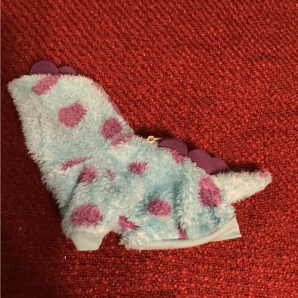 Kids Plush Polka Dot Dino Slipper Socks - Light Blue & Pink